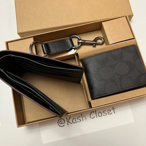 Coach Mens Wallet Set 3 In 1 Boxed Gift Set In Signature Canvas - Picture 2 of 9